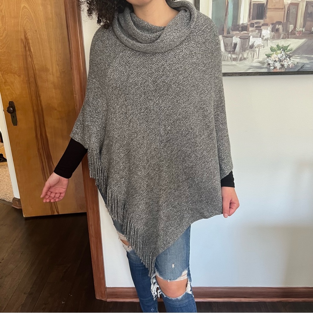 Silver Shimmer Chicos Poncho Sweater